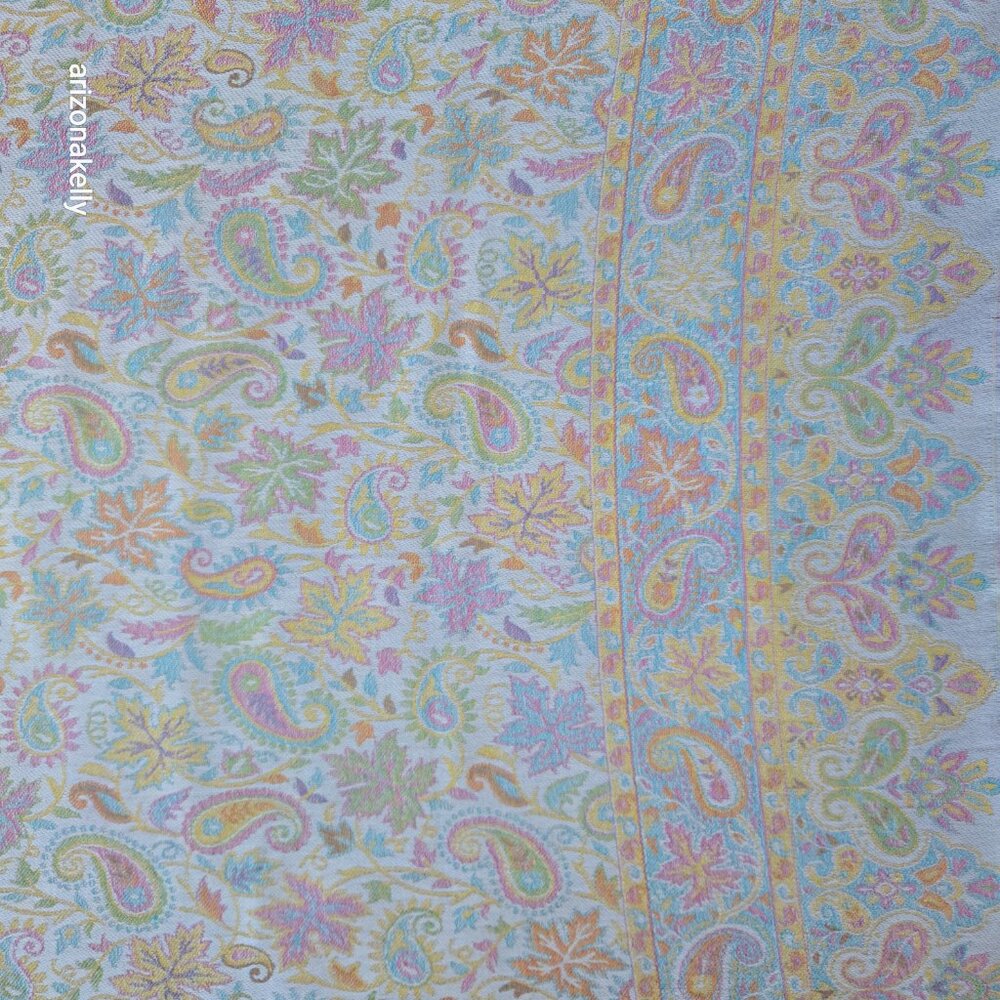 NWT Silk Modal Scarf Stole Wrap Pastel Paisley Leaves - Picture 7 of 16